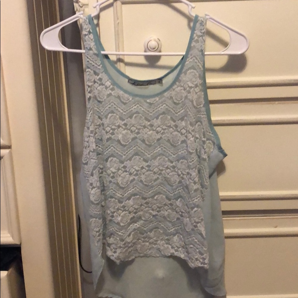 Blue Lace Fashion Tank Top